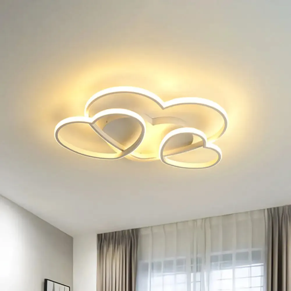 Heart LED Flush Mount Ceiling Fixture for Kid's Room - Nordic Acrylic in White/Pink/Gold - 19.5" or 23.5" Wide