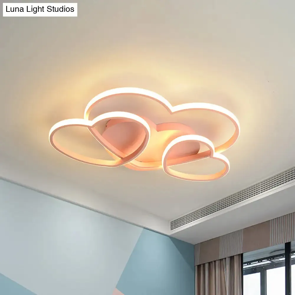 Heart LED Flush Mount Ceiling Fixture for Kid's Room - Nordic Acrylic in White/Pink/Gold - 19.5" or 23.5" Wide