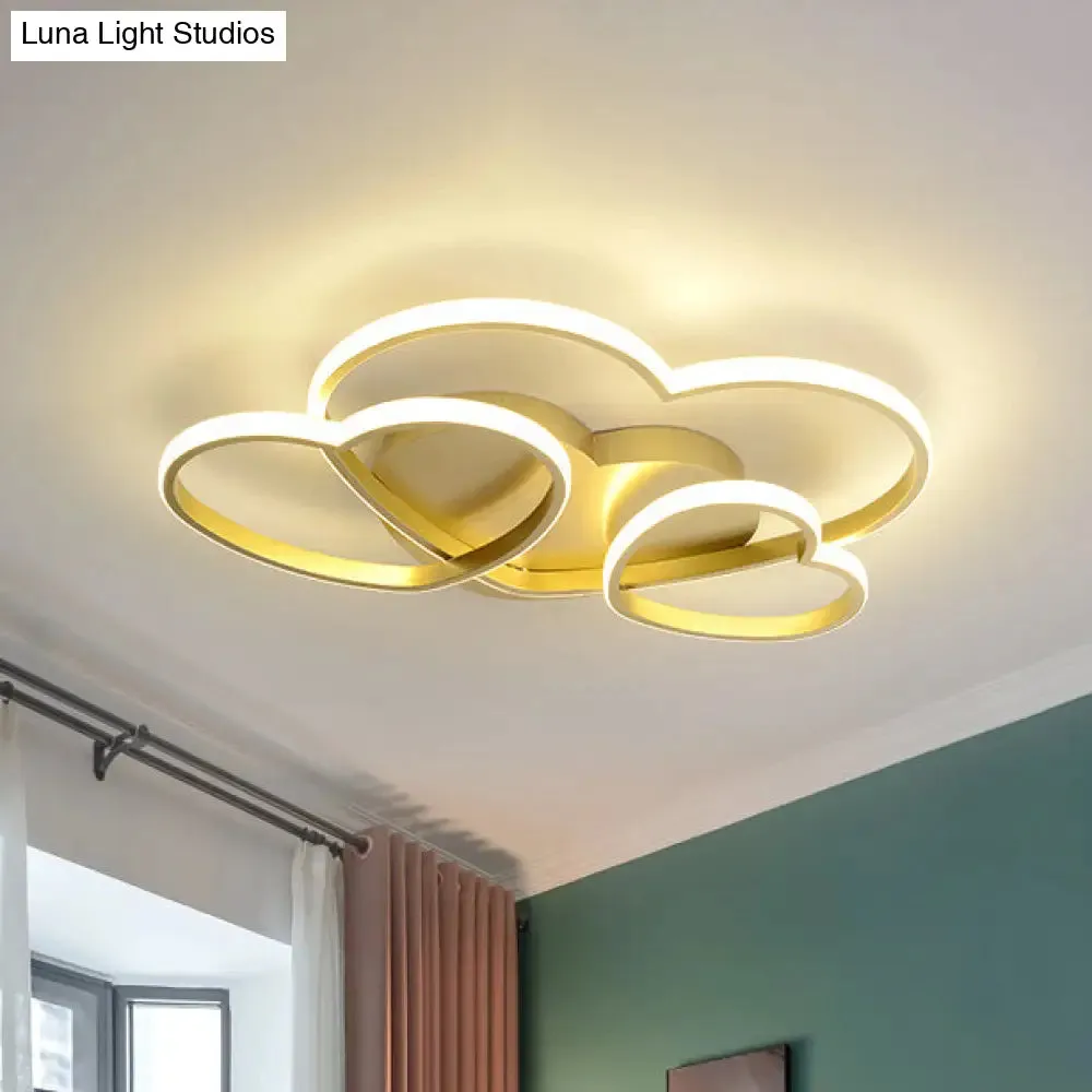 Heart LED Flush Mount Ceiling Fixture for Kid's Room - Nordic Acrylic in White/Pink/Gold - 19.5" or 23.5" Wide