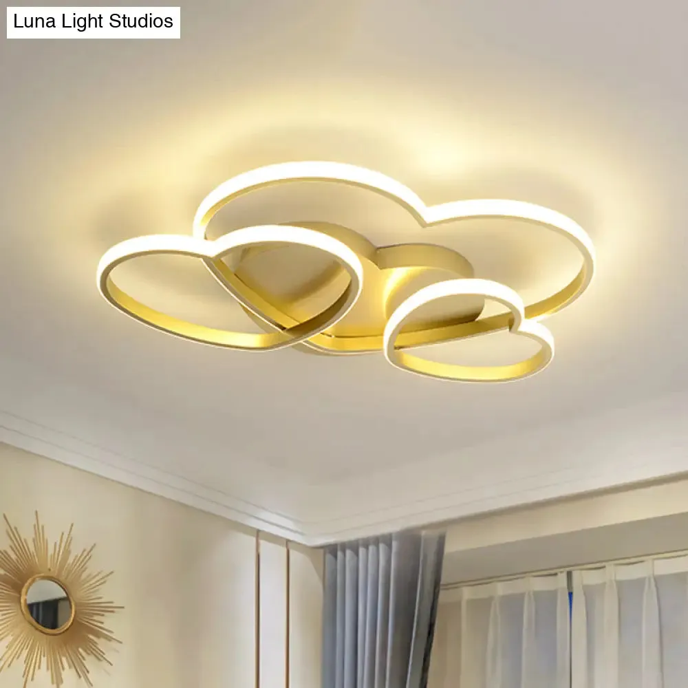 Heart LED Flush Mount Ceiling Fixture for Kid's Room - Nordic Acrylic in White/Pink/Gold - 19.5" or 23.5" Wide