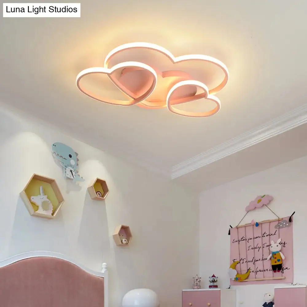 Heart LED Flush Mount Ceiling Fixture for Kid's Room - Nordic Acrylic in White/Pink/Gold - 19.5" or 23.5" Wide