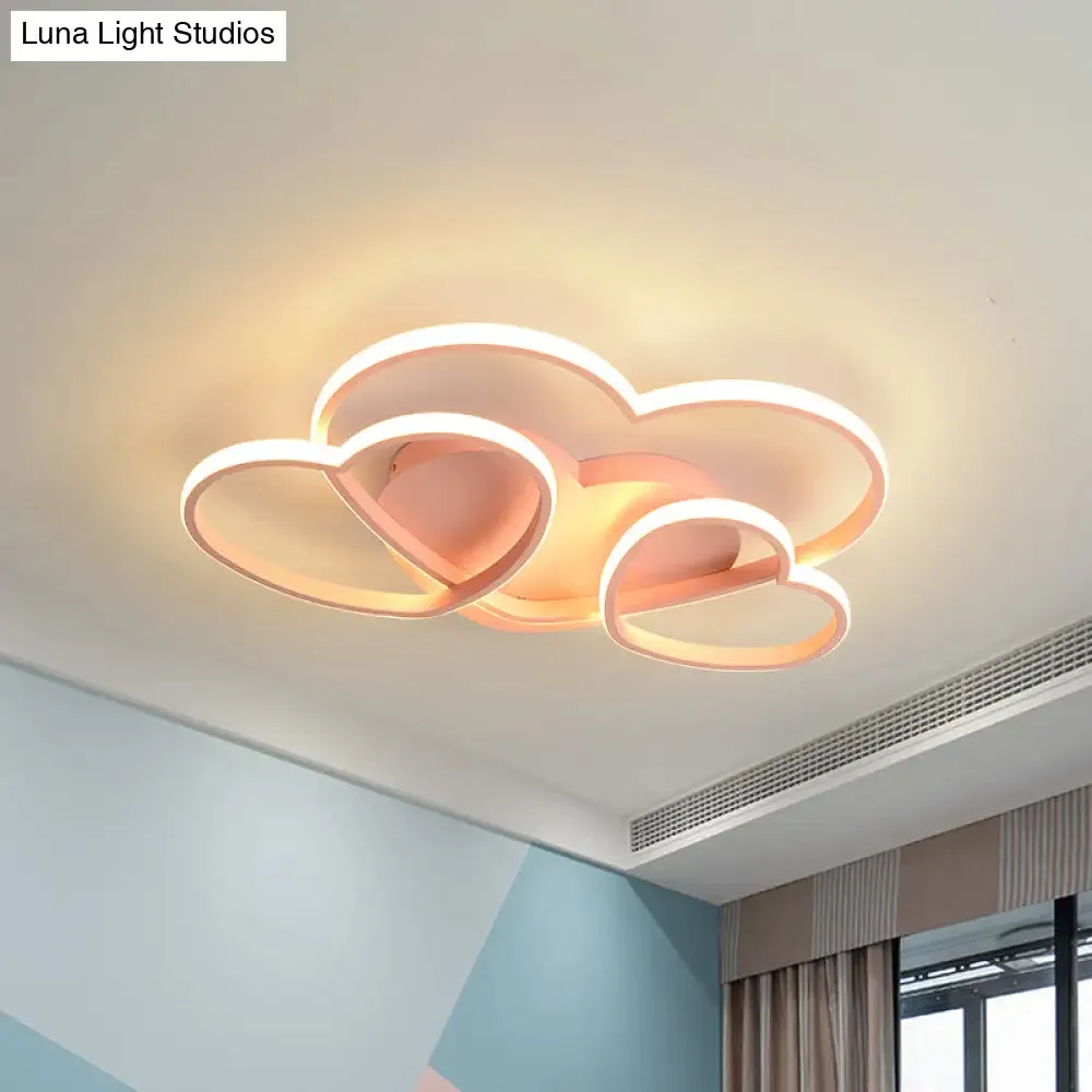 Heart LED Flush Mount Ceiling Fixture for Kid's Room - Nordic Acrylic in White/Pink/Gold - 19.5" or 23.5" Wide