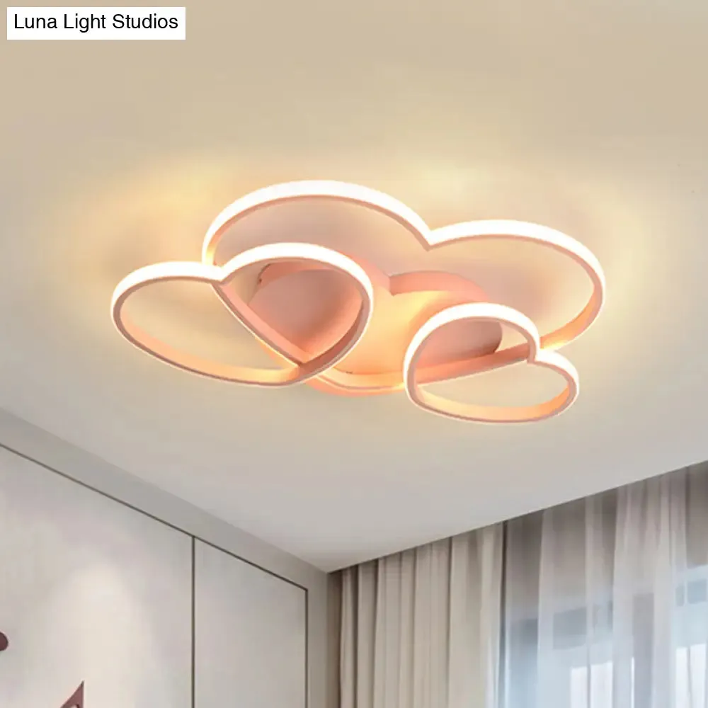 Heart LED Flush Mount Ceiling Fixture for Kid's Room - Nordic Acrylic in White/Pink/Gold - 19.5" or 23.5" Wide