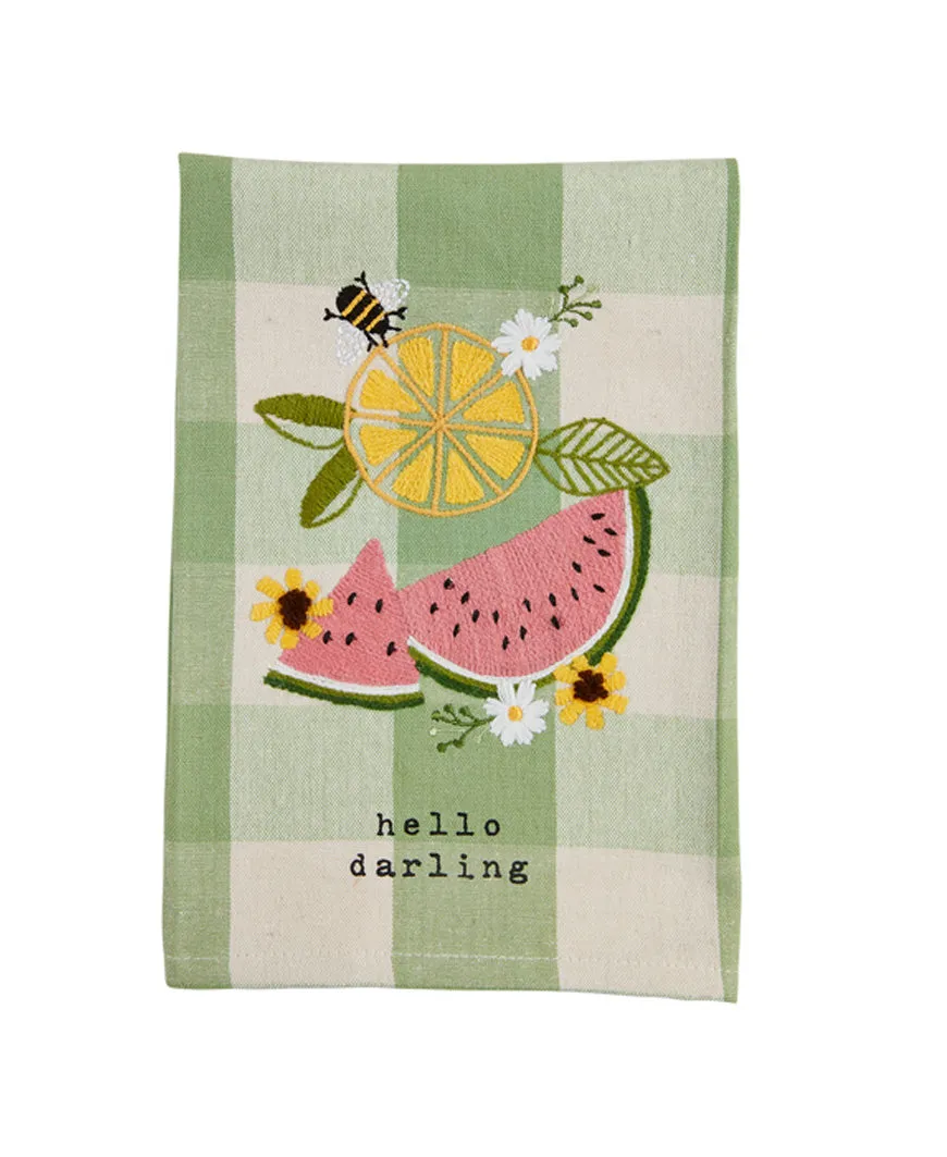 Hello Darling Embroidered Towel