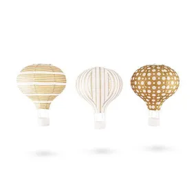 Hot Air Balloon Paper Lantern Set Gold White