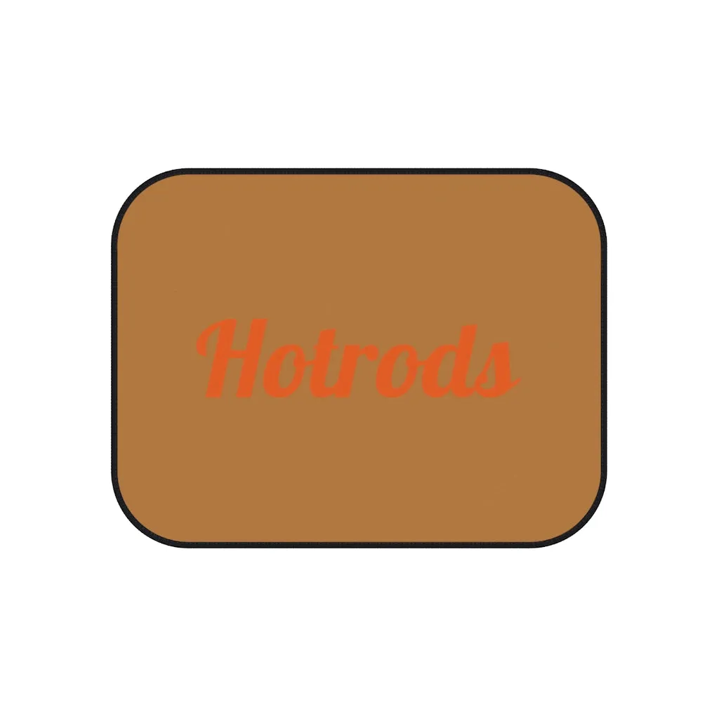 Hotrods Car Mats (Set of 4) - Lt Brown w/Orange print