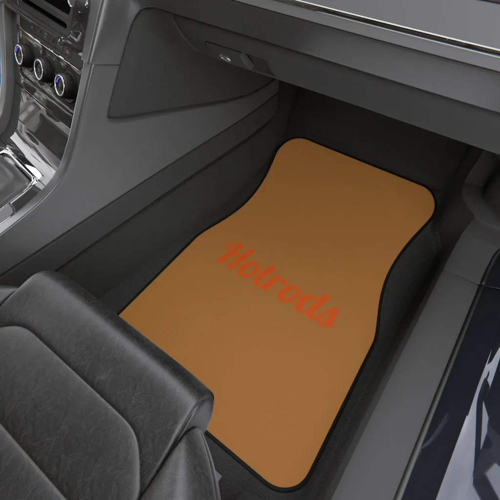 Hotrods Car Mats (Set of 4) - Lt Brown w/Orange print