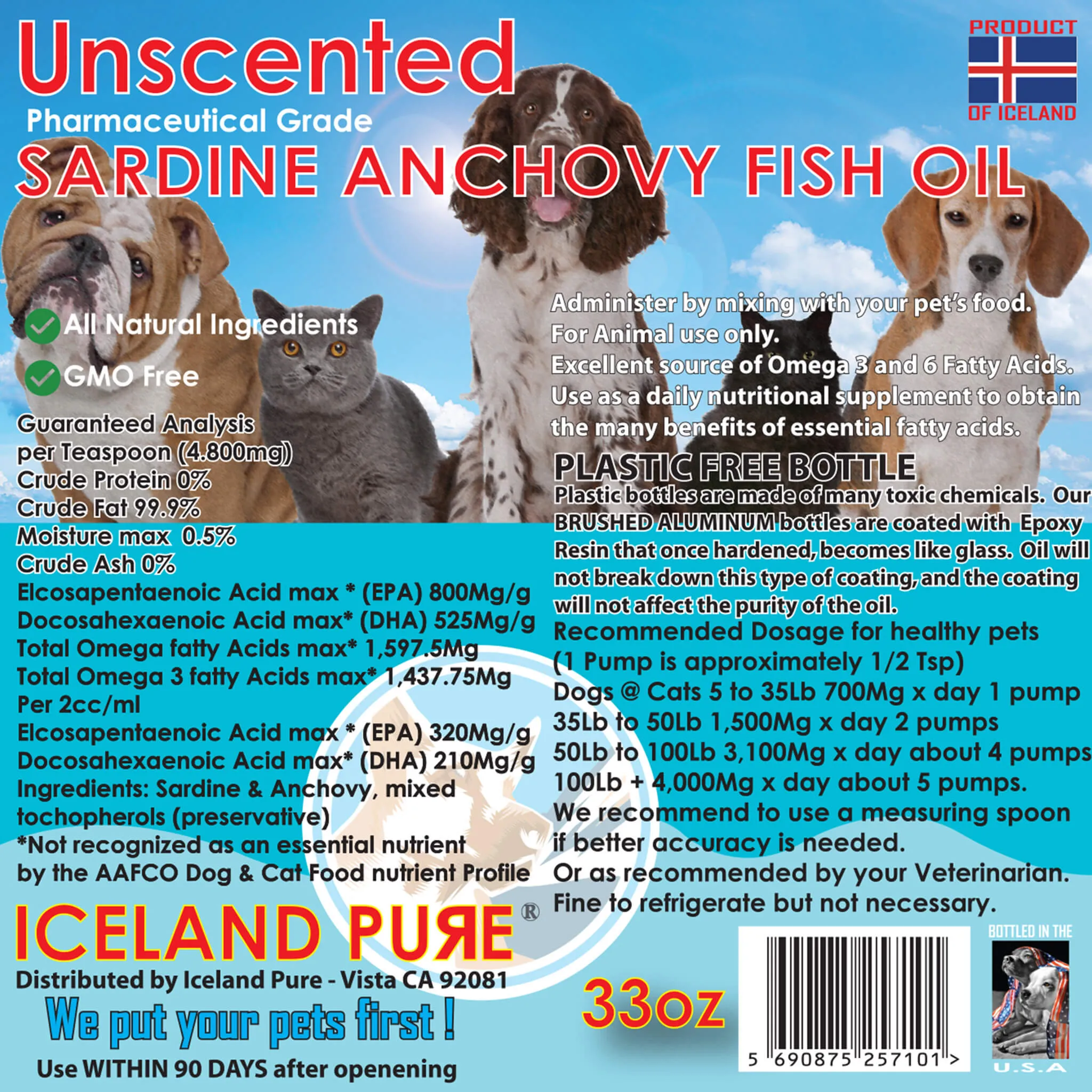 Iceland Pure Unscented Sardine-Anchovy Oil