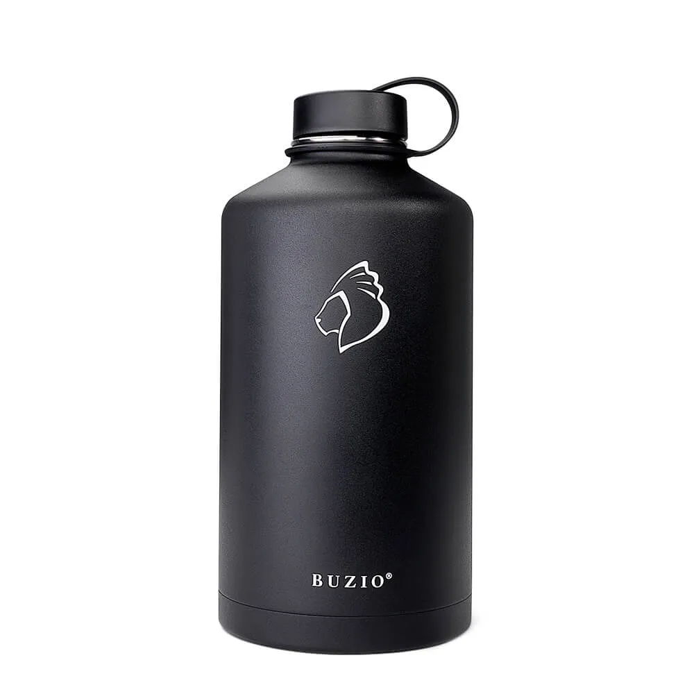 Insulated Water Bottle with Straw Lid | Black | 128oz