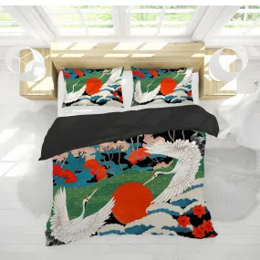 Japanese Art Duvet Cover Pillow Case Set | Dorm Bedding Set Full Painting Design