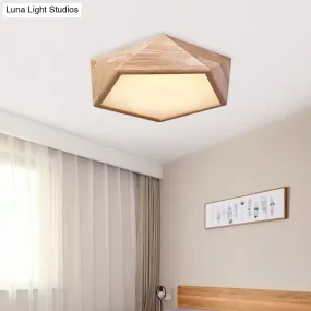 Japanese Wood LED Flush Mount Ceiling Light for Kids' Bedroom