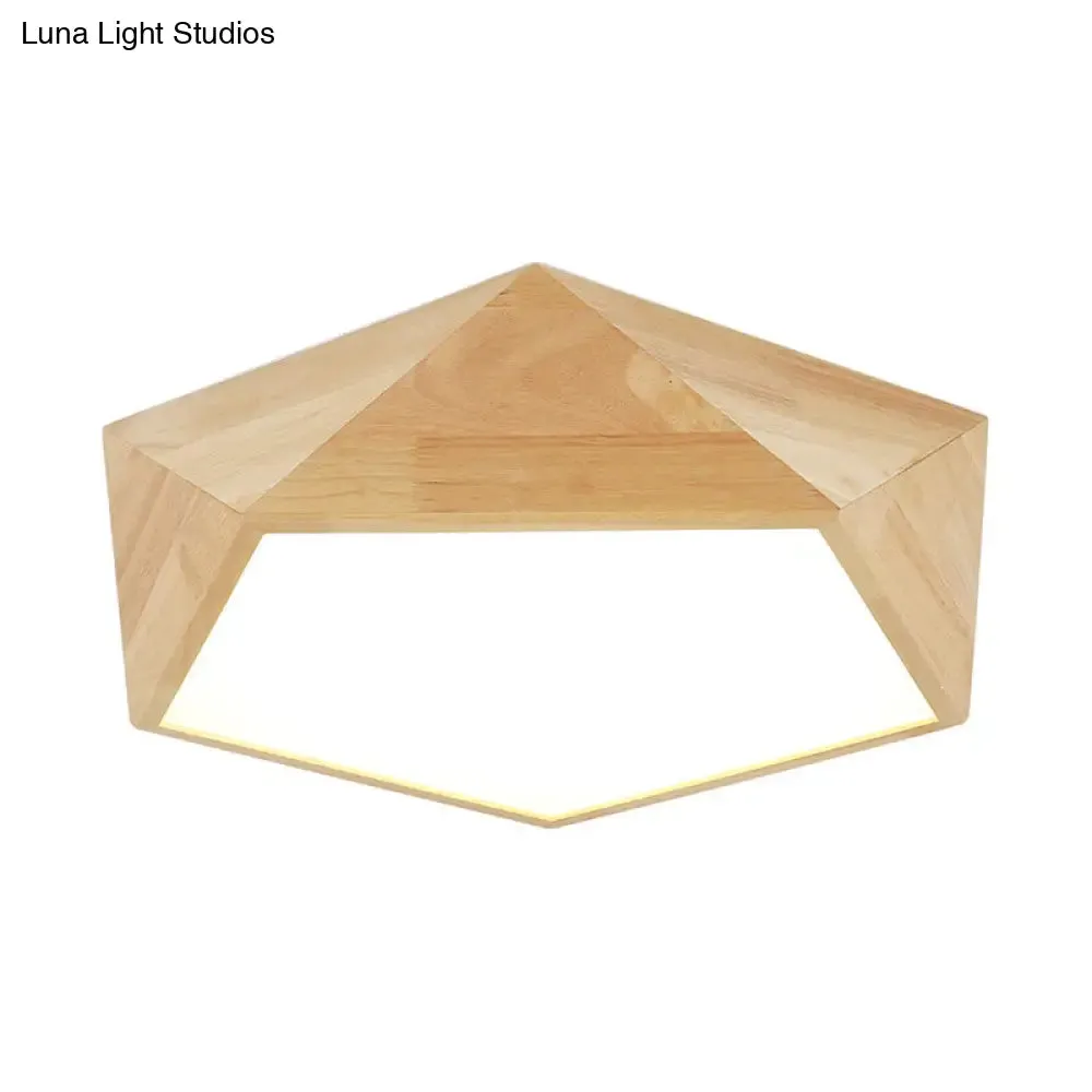 Japanese Wood LED Flush Mount Ceiling Light for Kids' Bedroom