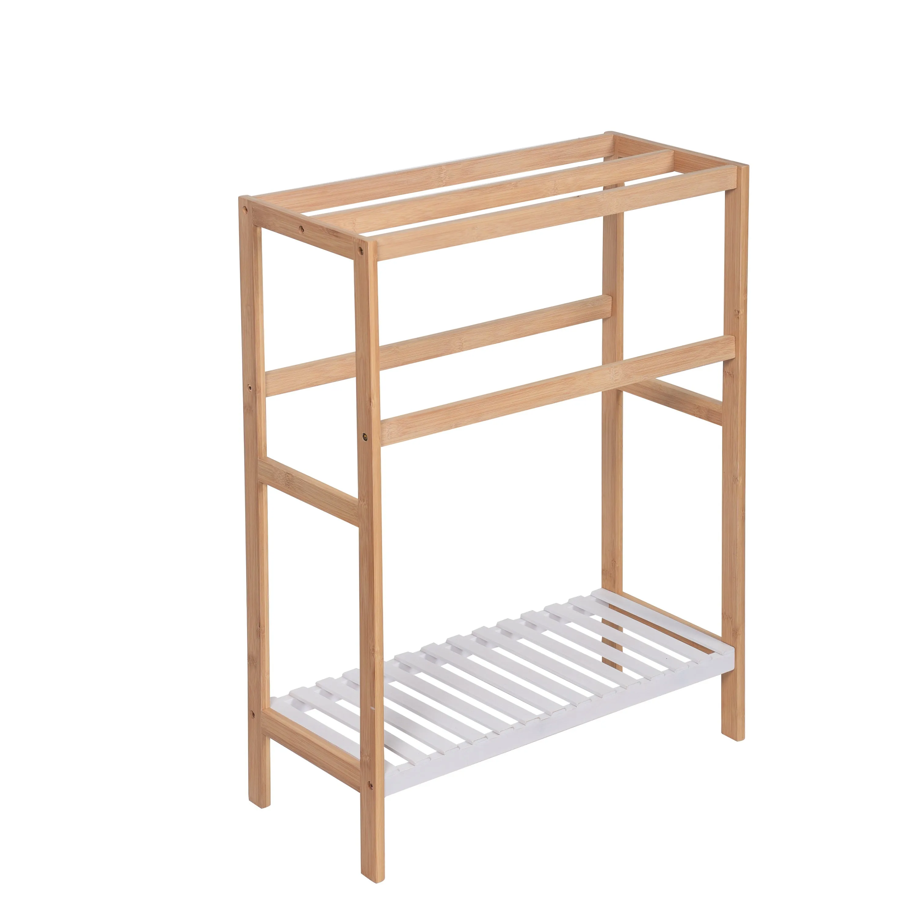 Kassi Bamboo Free Standing Towel Rack W/Bottom Shelf