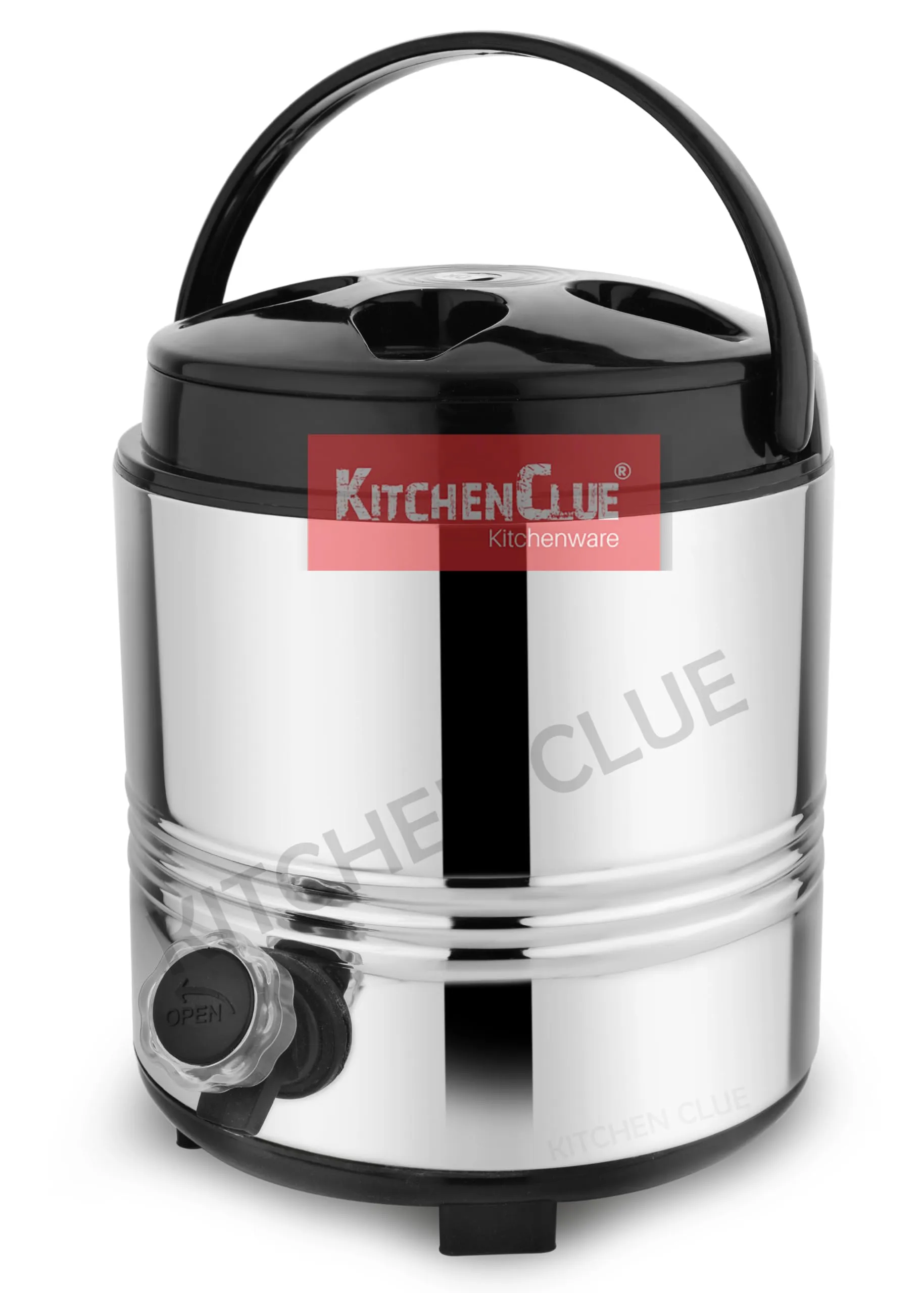 Kitchen Clue Stainless Steel Cool Water Container with Lid - PUF Insulated Steel Water Jug 5 Liter - Keeps Water/Tea/Coffee Hot and Cold for 4-5 Hours - Ideal for Travelling, Picnic, Party