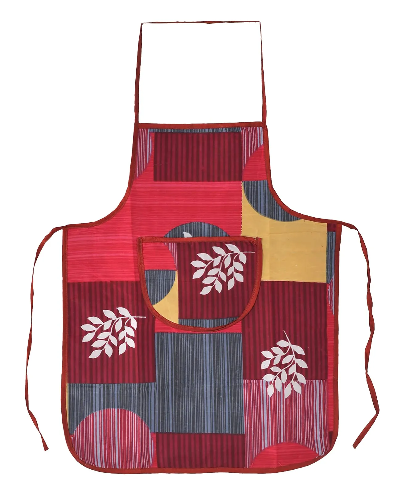 Kuber Industries Apron For Men And Woman|Waterproof Apron For Kitchen|Designer Front Pocket|Adjustable Neck strap & Waist Belt|Unisex Size Standard|RED