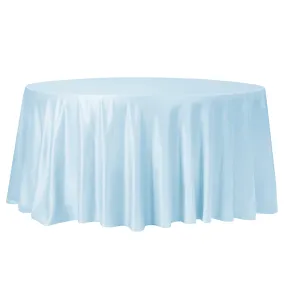 Lamour Satin 120" Round Tablecloth - Baby Blue