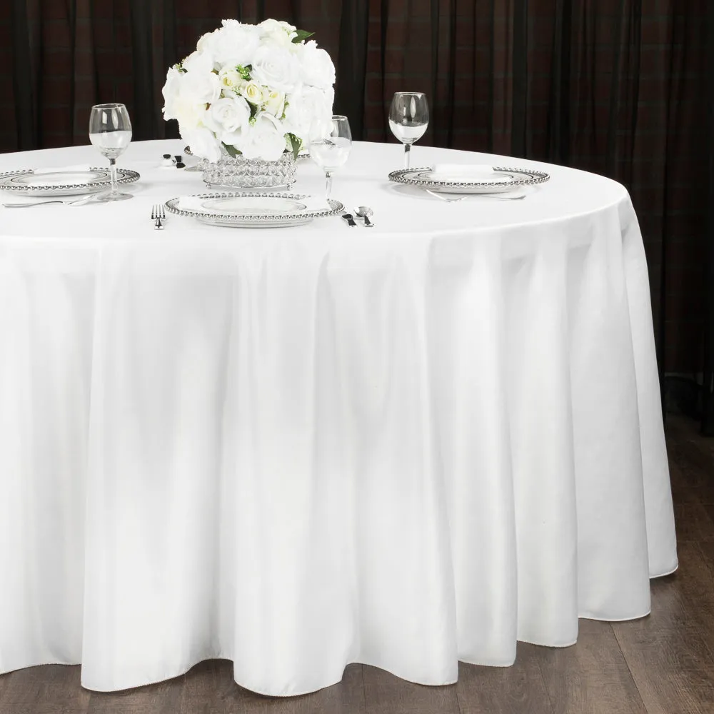 Lamour Satin 120" Round Tablecloth - White