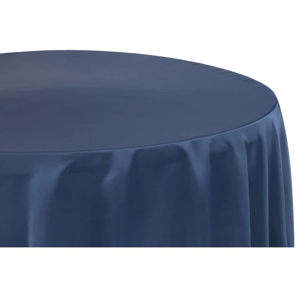 Lamour Satin 132" Round Tablecloth - Navy Blue