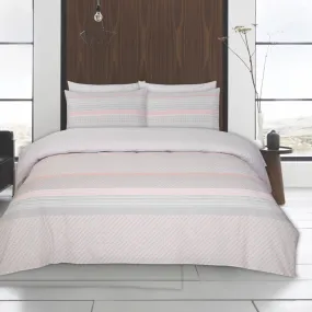 Lewis's Twin Pack Barnet / Monogram Duvet Set - Blush