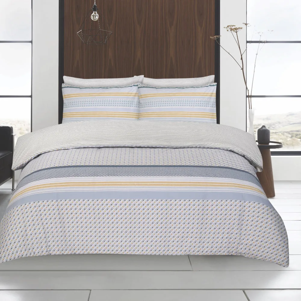 Lewis's Twin Pack Barnet / Monogram Duvet Set - Ochre