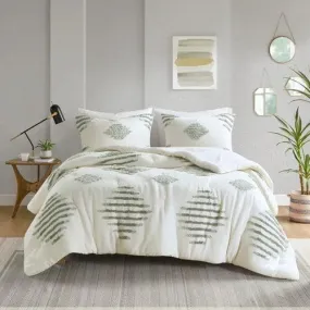 Light Green Tufted Duvet Cover Set