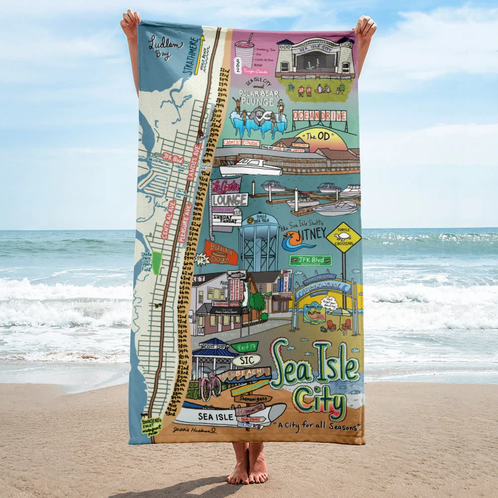 Map of Sea Isle City, NJ Beach Towel