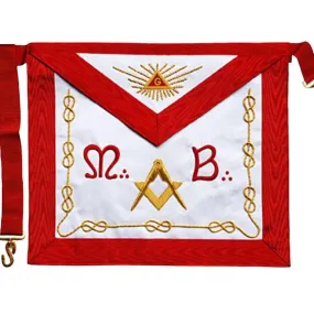 Masonic Scottish Rite AASR Master Apron "M B" Hand Embroidered Apron