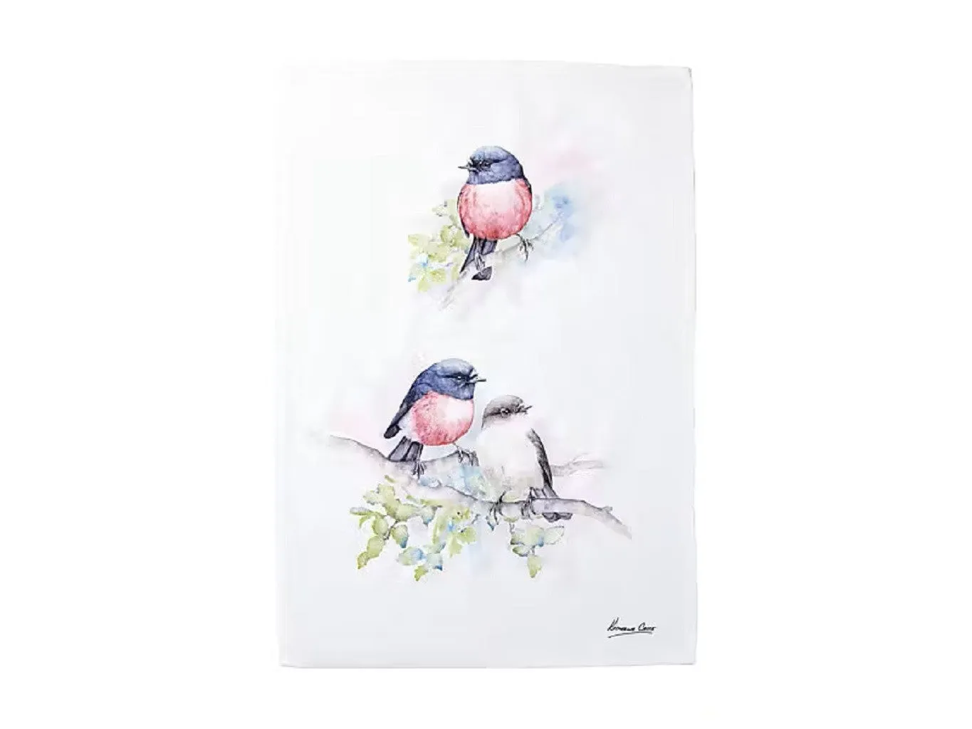 Maxwell & Williams Katherine Castle Bird Life Tea Towel 50x70cm Pink Robin