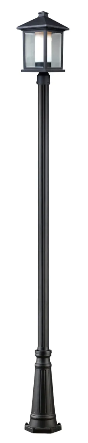 Mesa 1-Light Outdoor Post-Light in Black with Clear Beveled / Matte Opal Glass