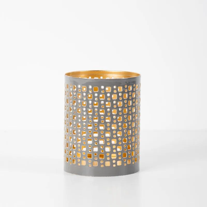 Metal Candle Holder - Grey/Gold