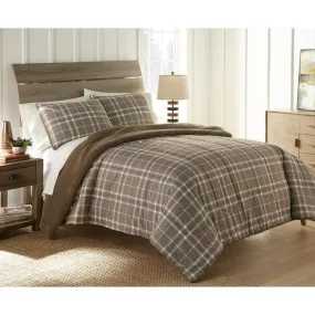 Micro Flannel Reverse to Sherpa Comforter Set - King/Carlton Plaid Bark