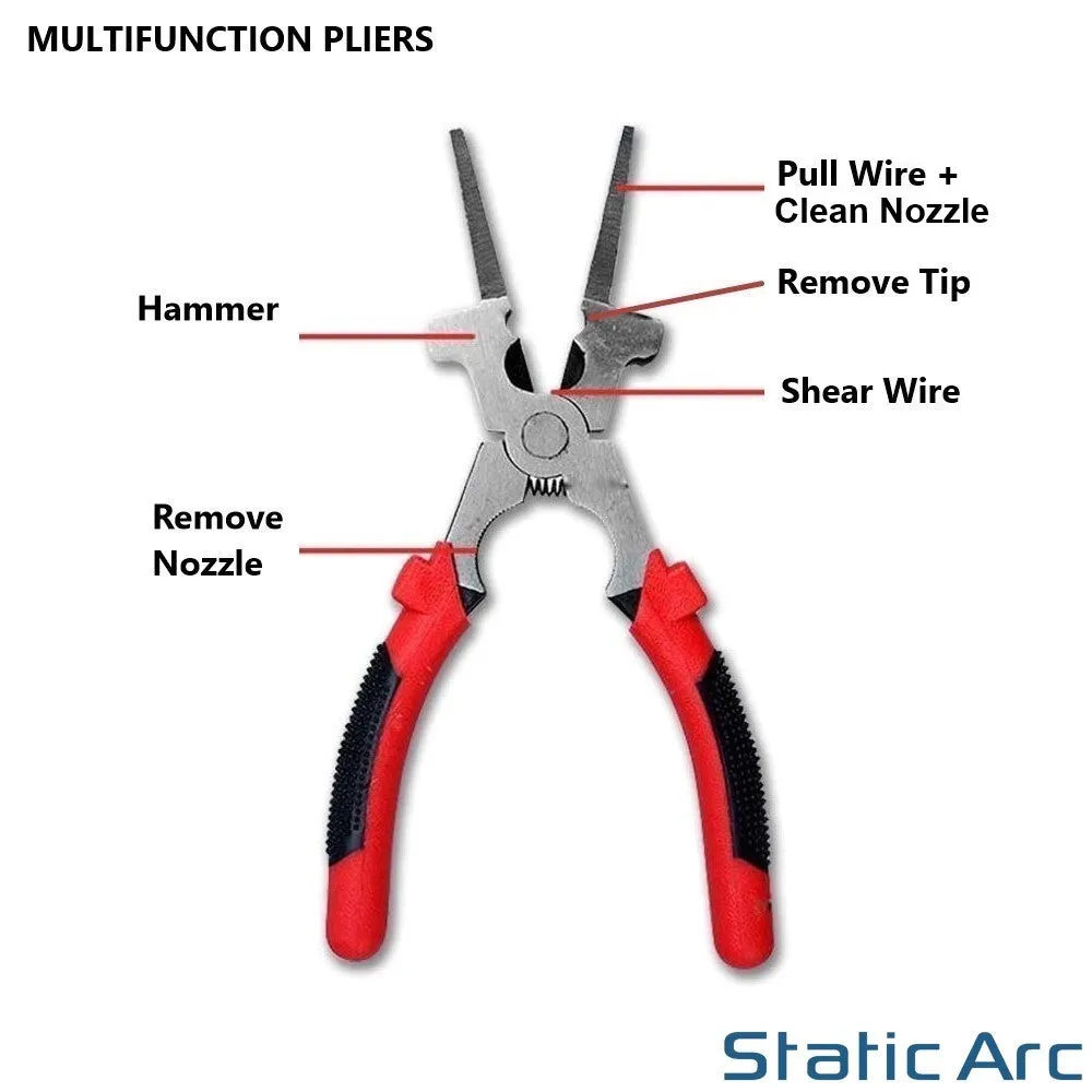 MIG WELDING PLIERS MULTI PURPOSE PINCER TORCH FIT TIP SHROUD WIRE CUTTER HAMMER