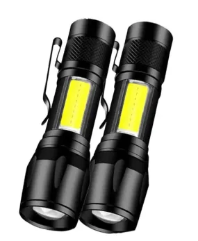 Mini Rechargeable LED Flashlight COB XPE Portable Torch Camping Lantern Zoomable Focus Light Tactical Flashlight with Pen Clip