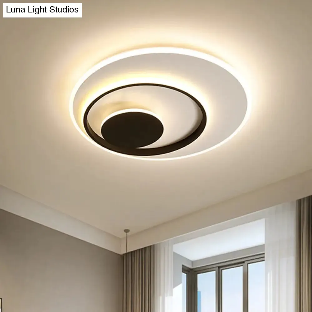 Minimalist Acrylic Circle Ceiling LED Flush Mount Light in White/Warm Light, 16"/19.5" Wide