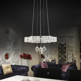 Minimalist LED Crystal Chandelier: Chrome Floral Dining Room Hanging Lamp