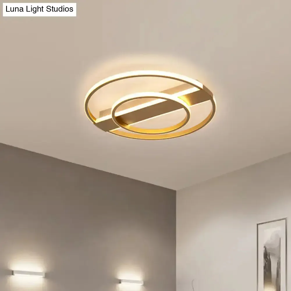 Minimalist Metal Flush Ceiling Light in White/Gold with LED Flushmount - Warm/White Lighting