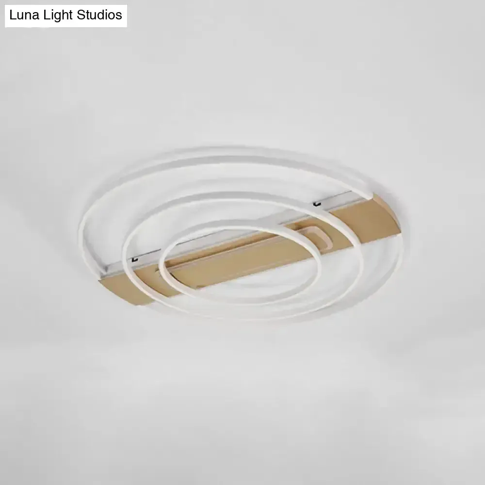 Minimalist Metal Flush Ceiling Light in White/Gold with LED Flushmount - Warm/White Lighting