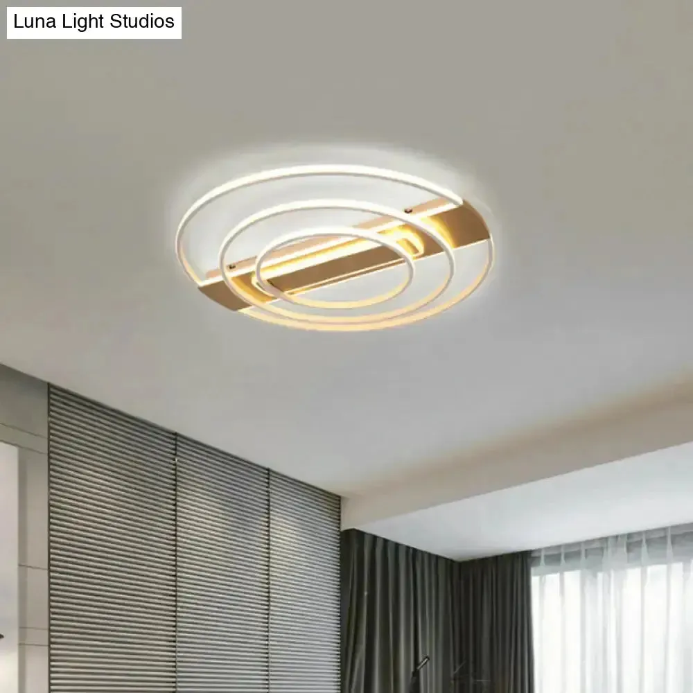 Minimalist Metal Flush Ceiling Light in White/Gold with LED Flushmount - Warm/White Lighting