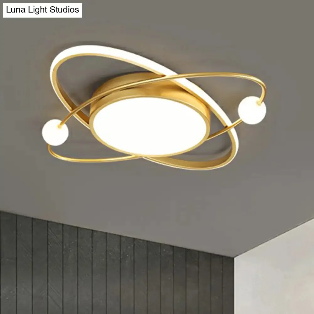 Minimalistic Gold Finish LED Flush Mount Ceiling Lamp for Bedroom