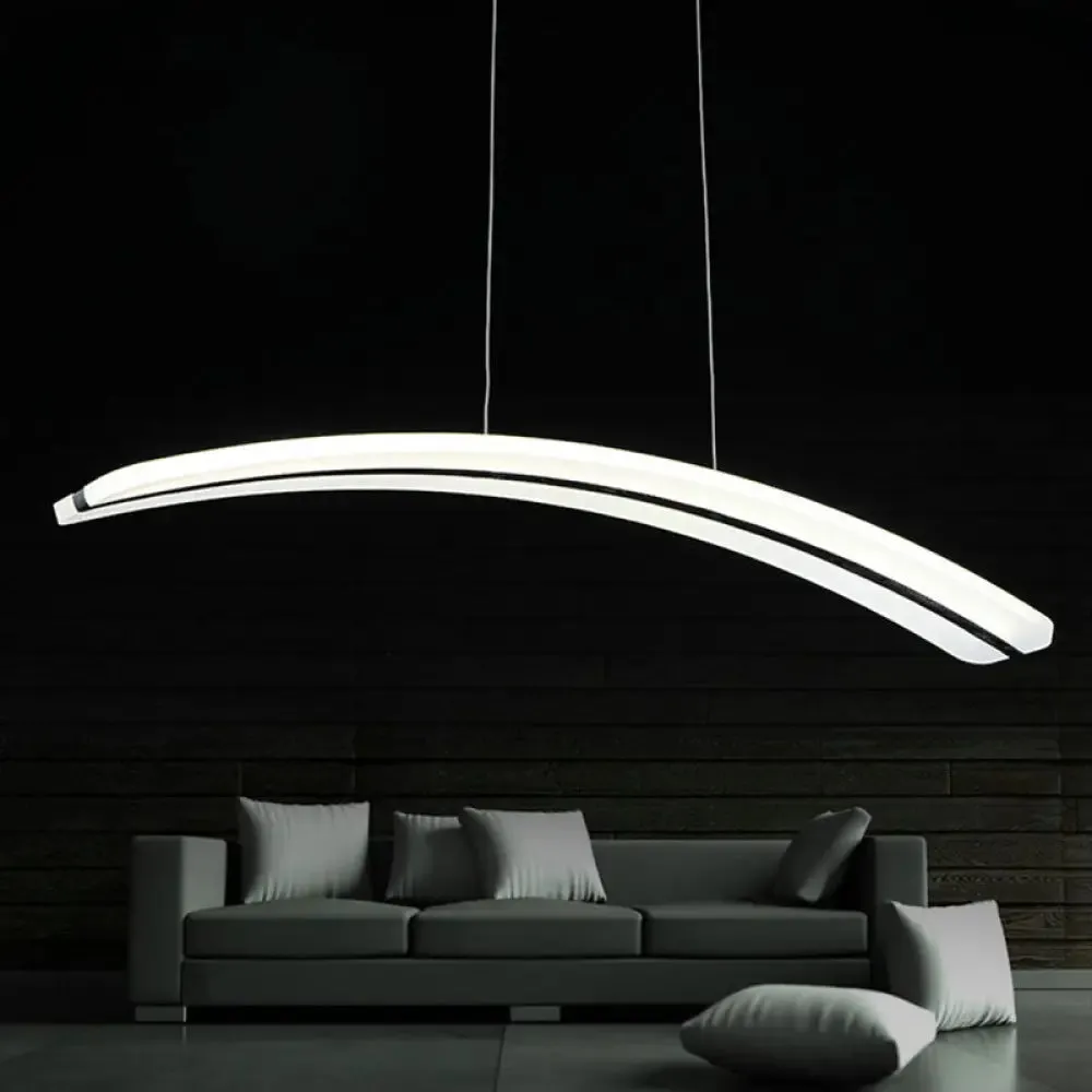 Modern Acrylic Arc Pendant Light Kit - LED Ceiling Fixture in Warm/White/Natural Light, 37.5" Wide