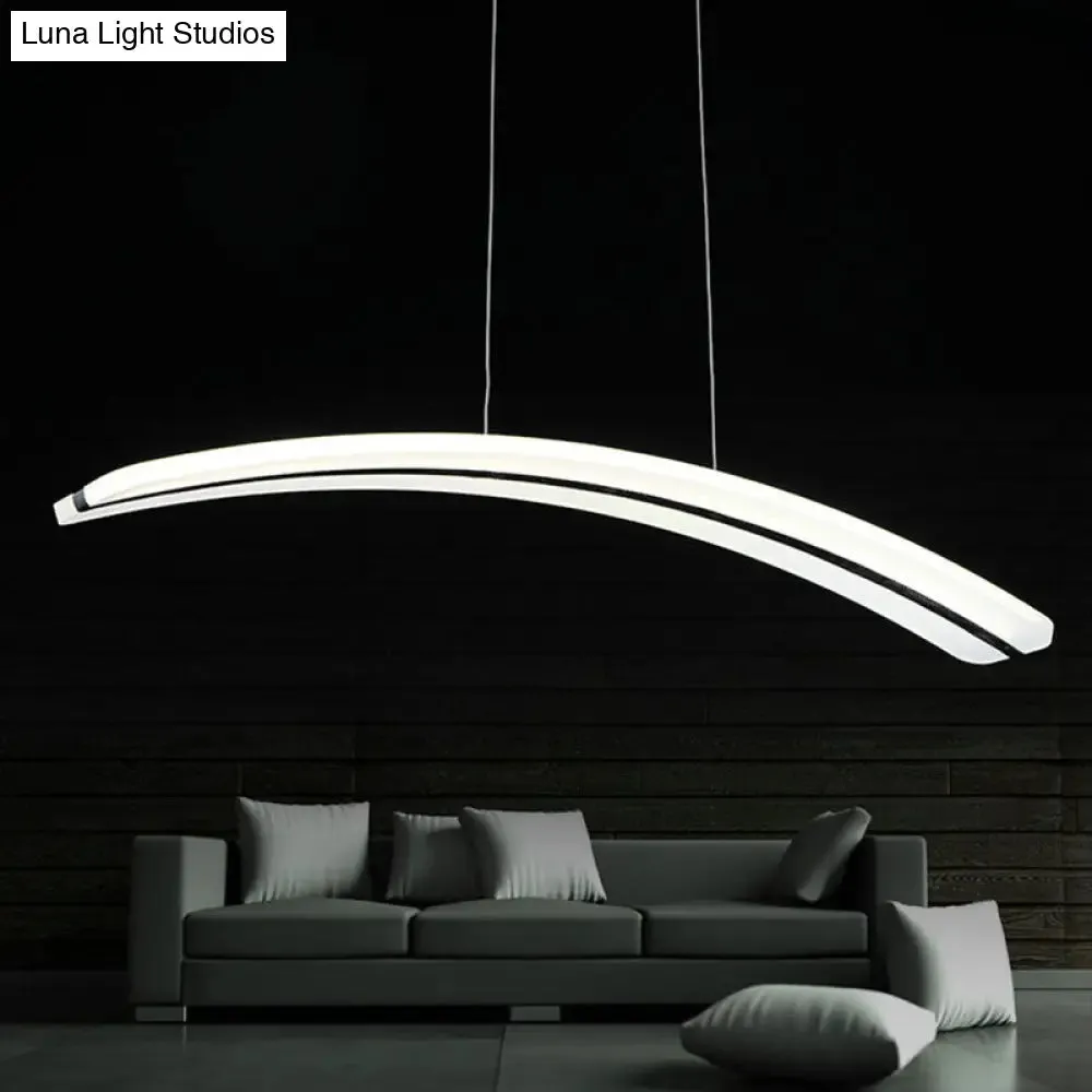 Modern Acrylic Arc Pendant Light Kit - LED Ceiling Fixture in Warm/White/Natural Light, 37.5" Wide