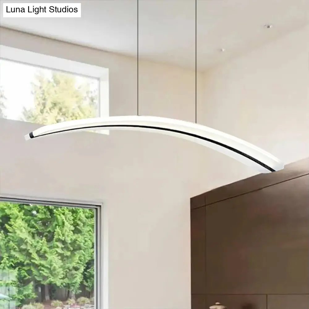 Modern Acrylic Arc Pendant Light Kit - LED Ceiling Fixture in Warm/White/Natural Light, 37.5" Wide