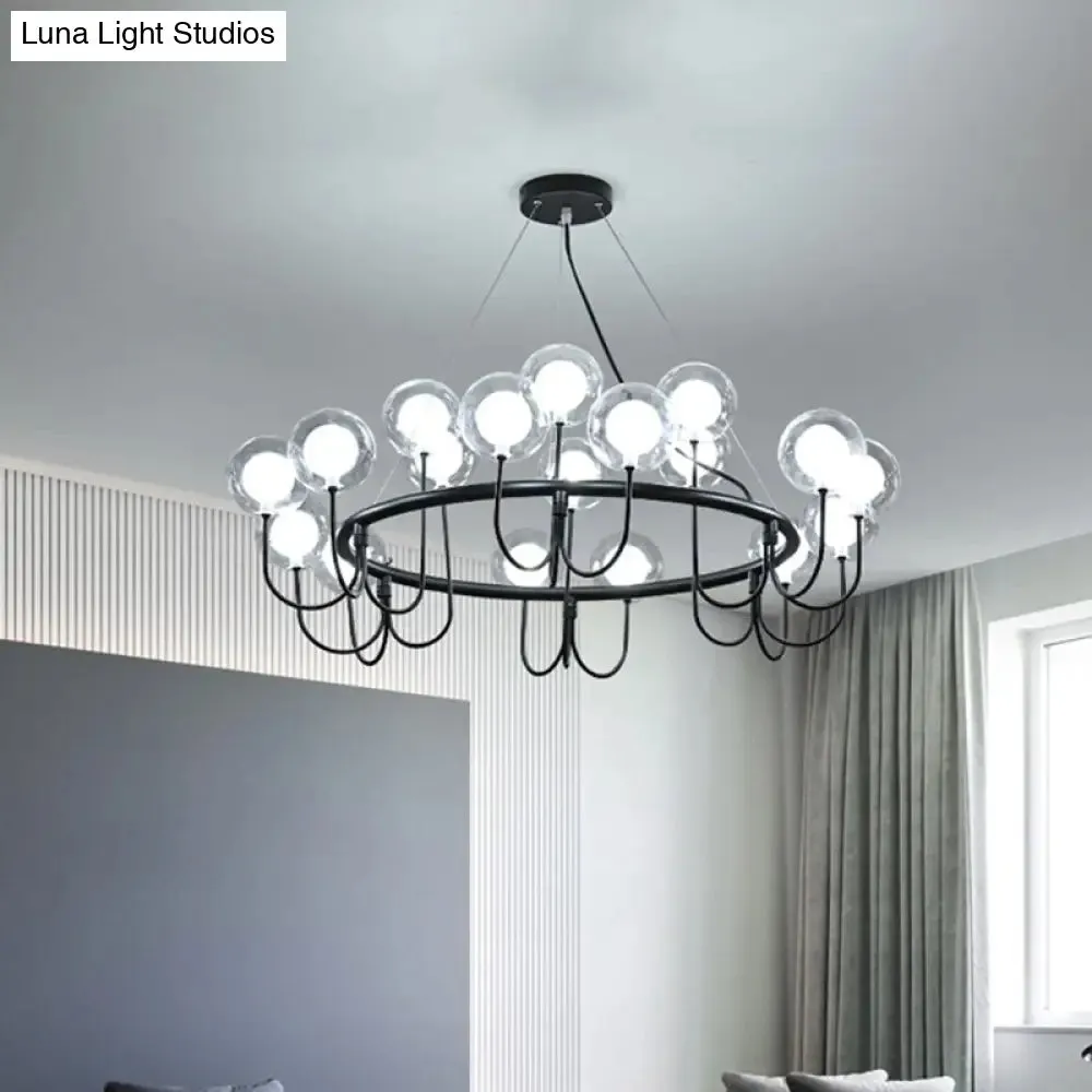 Modern Black Glass LED Chandelier for Living Room - Hanging Ceiling Lamp