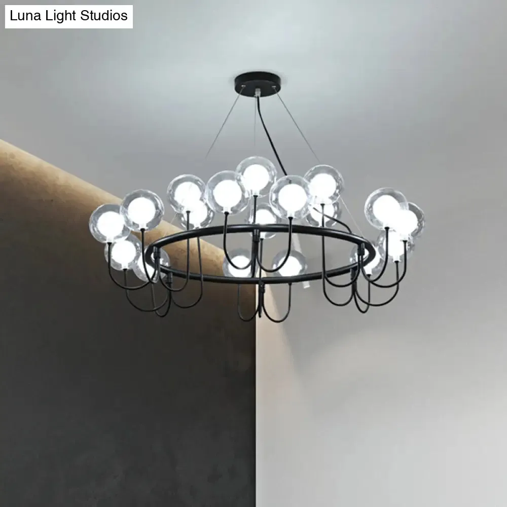 Modern Black Glass LED Chandelier for Living Room - Hanging Ceiling Lamp