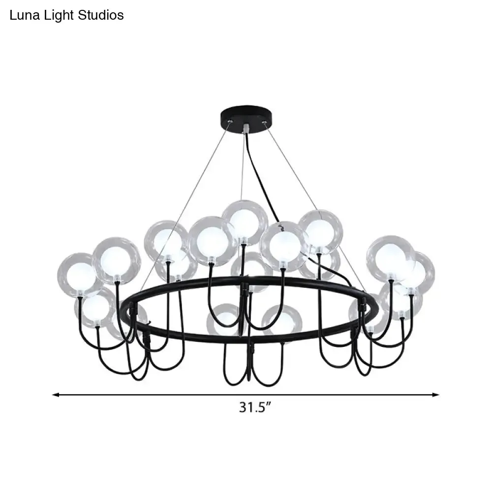 Modern Black Glass LED Chandelier for Living Room - Hanging Ceiling Lamp