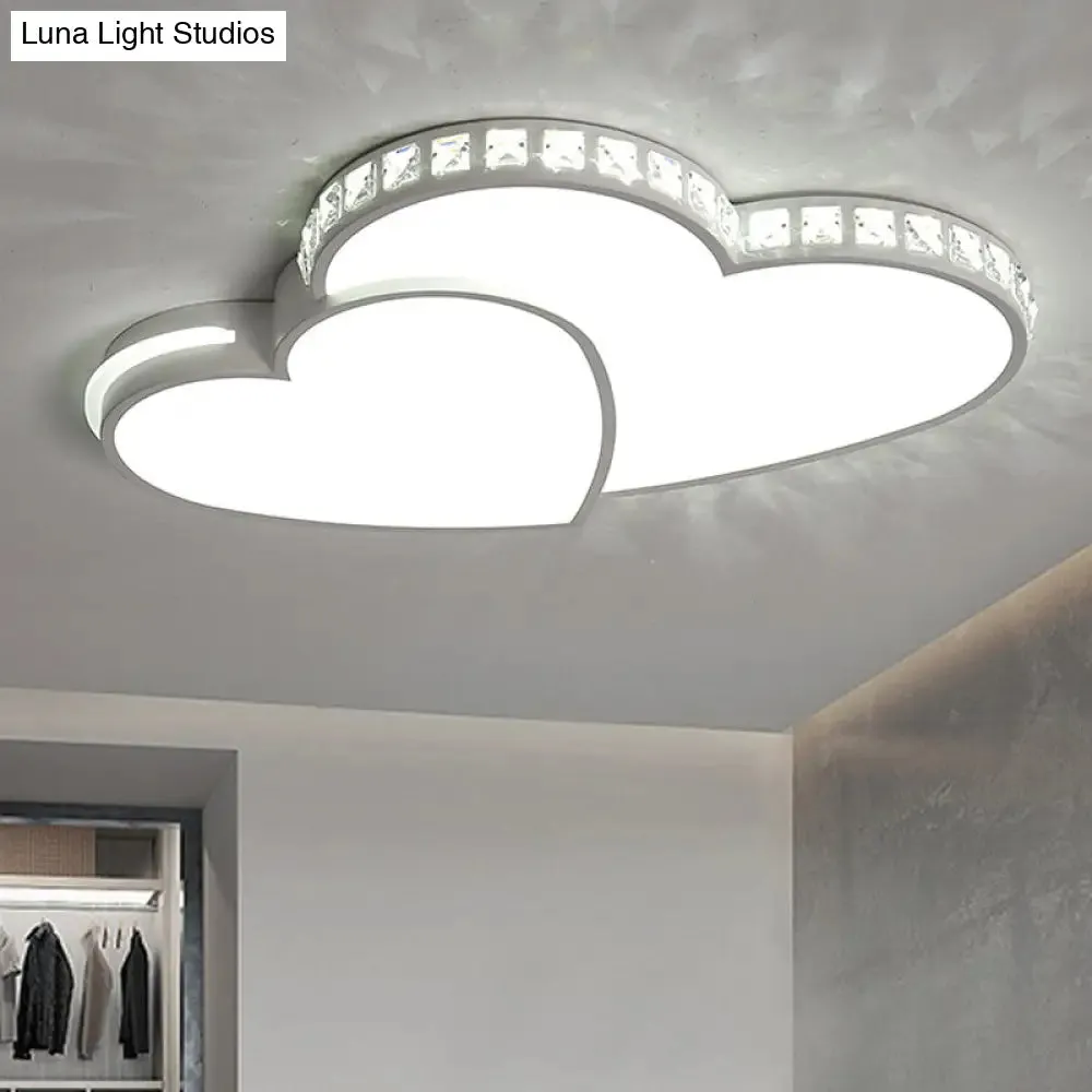 Modern Clear Acrylic LED Heart Ceiling Light in White for Foyer