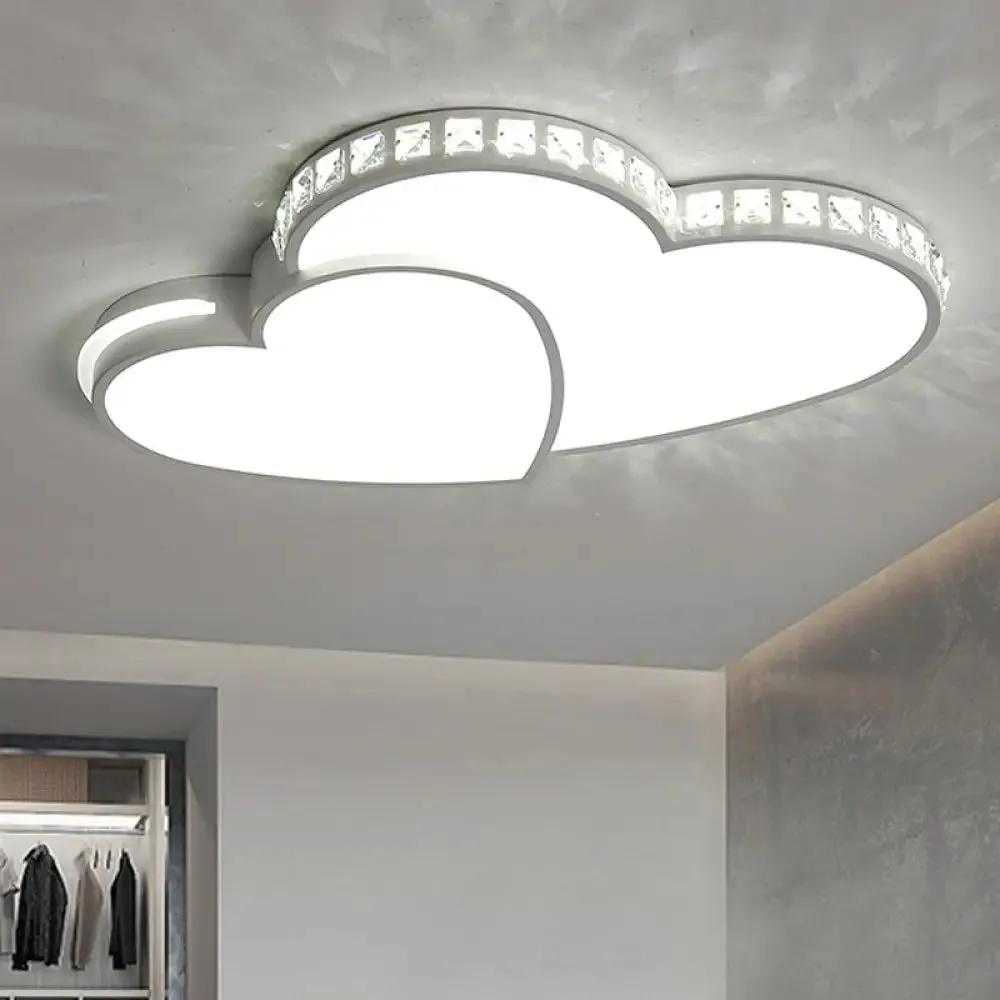 Modern Clear Acrylic LED Heart Ceiling Light in White for Foyer