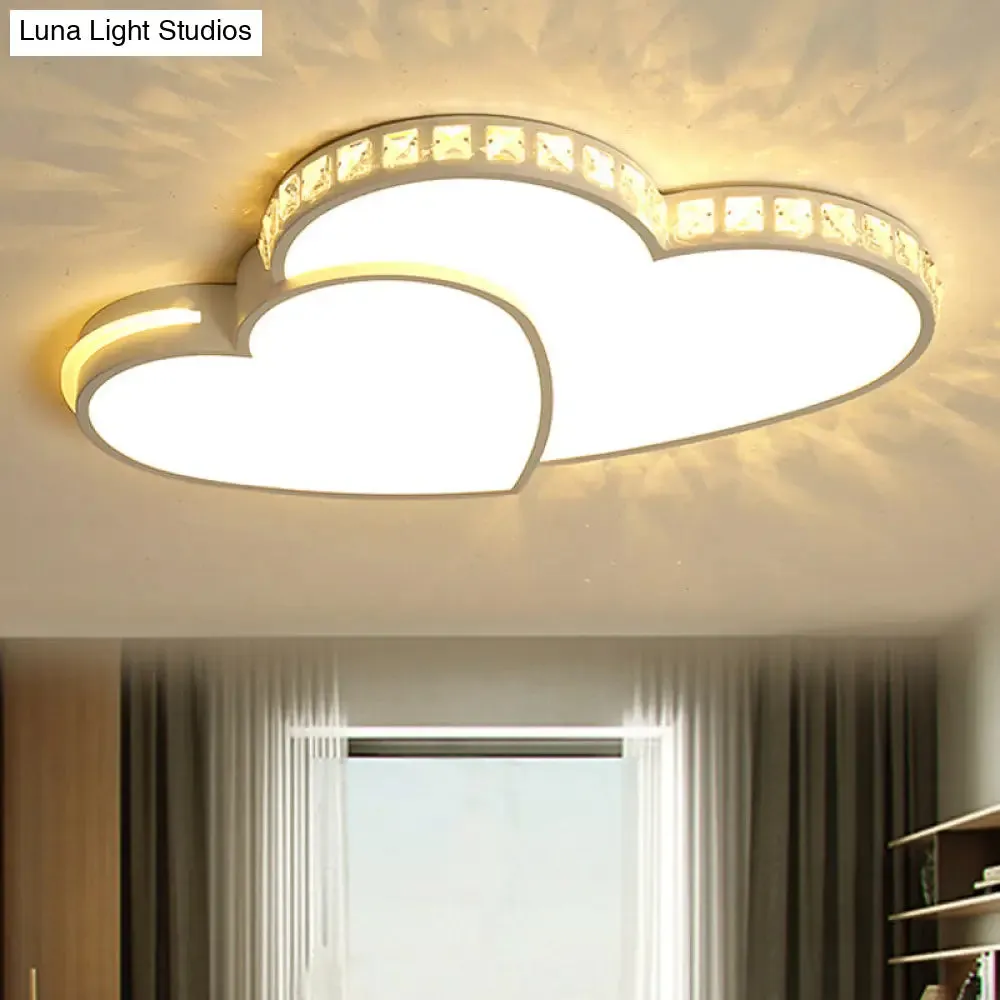 Modern Clear Acrylic LED Heart Ceiling Light in White for Foyer