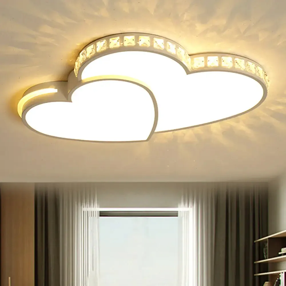 Modern Clear Acrylic LED Heart Ceiling Light in White for Foyer