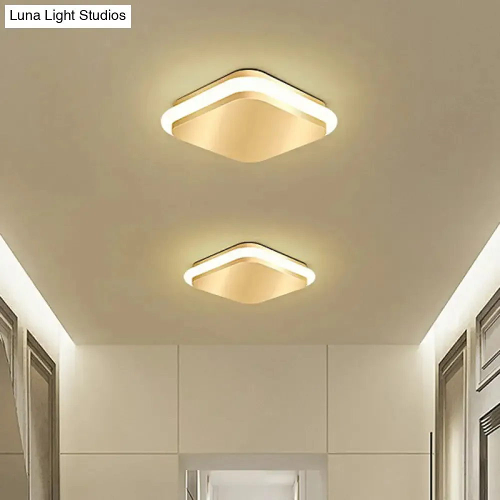 Modern Gold Acrylic LED Ceiling Mount Light - Geometric Foyer Flushmount